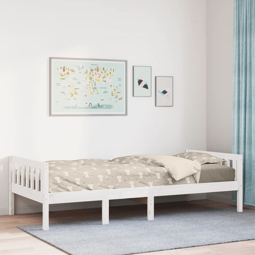 vidaXL Cama para niños sin colchón madera maciza pino blanca 80x200 cm