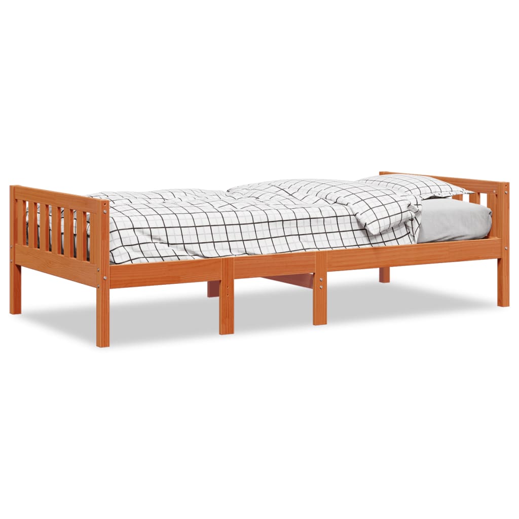 vidaXL Cama para niños sin colchón madera maciza pino marrón 90x200 cm