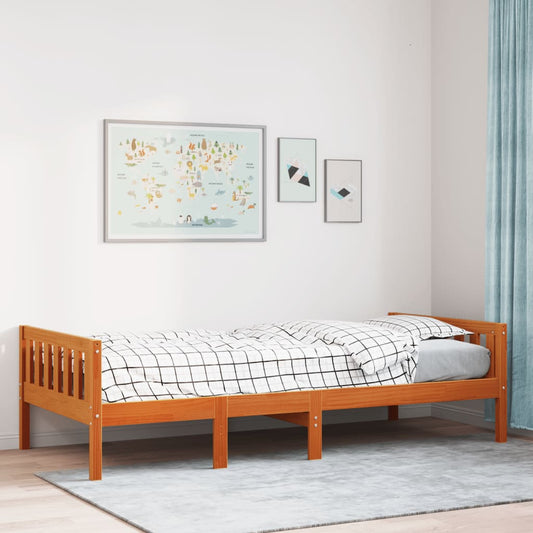 vidaXL Cama de niños sin colchón madera maciza pino marrón 75x190 cm