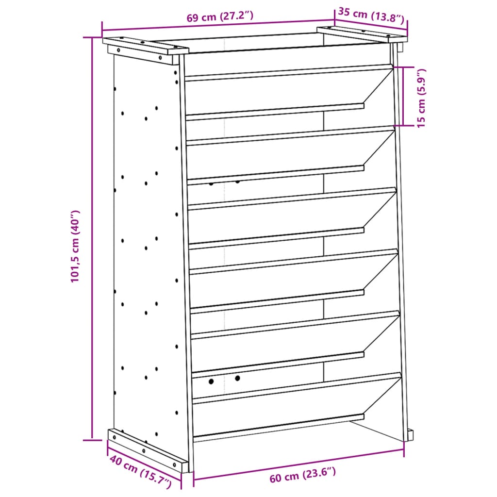 vidaXL Jardinera hierbas 6 niveles madera maciza blanca 69x40x101,5 cm