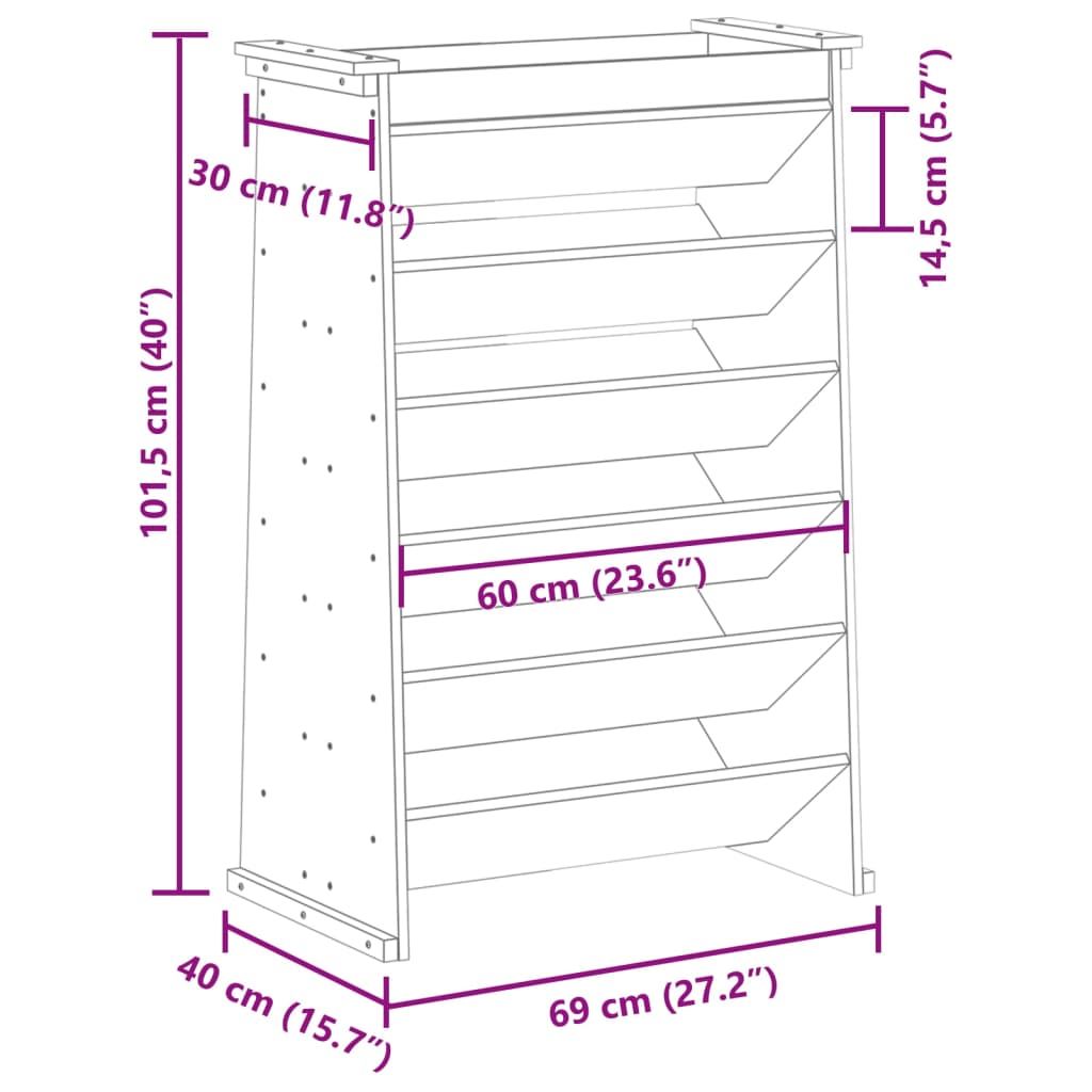 vidaXL Jardinera hierbas 6 niveles madera maciza pino 69x40x101,5 cm