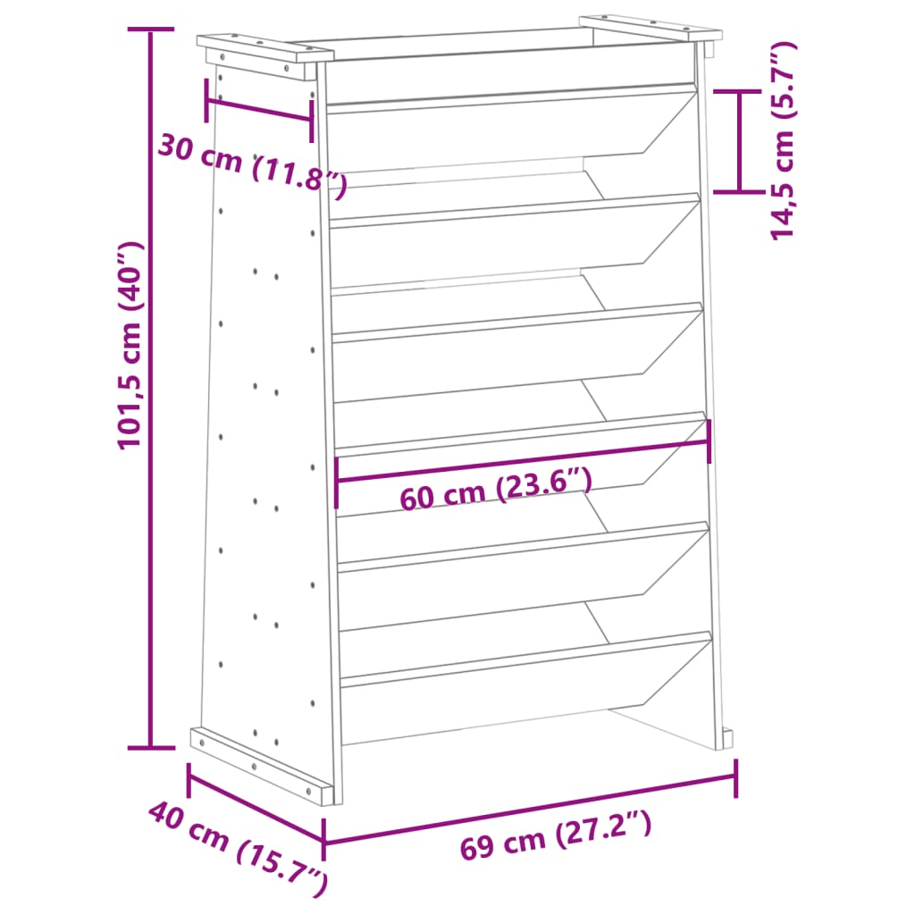 vidaXL Jardinera hierbas 6 niveles madera maciza blanca 69x40x101,5 cm