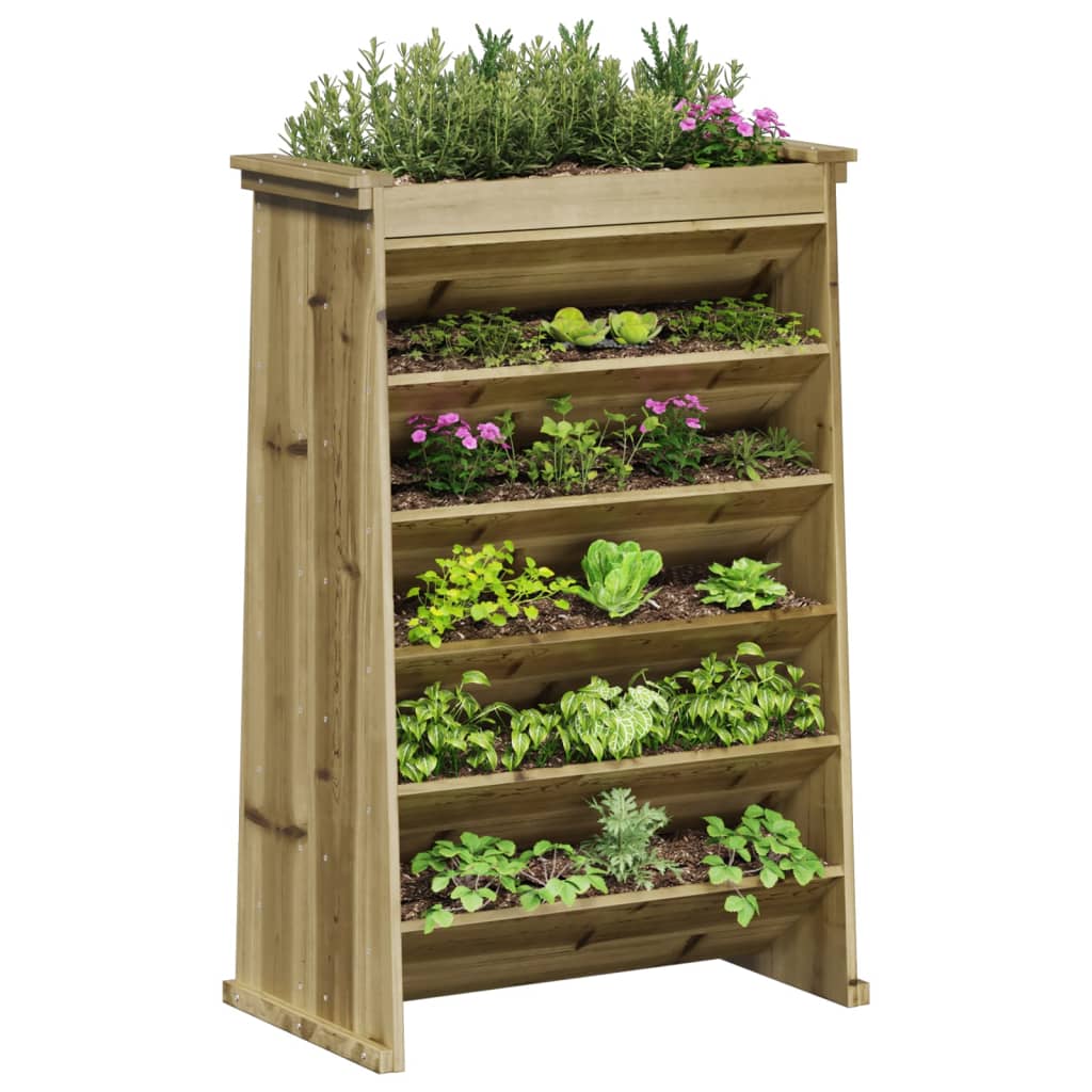 vidaXL Jardinera hierbas 6 pisos madera pino impregnada 69x40x101,5cm