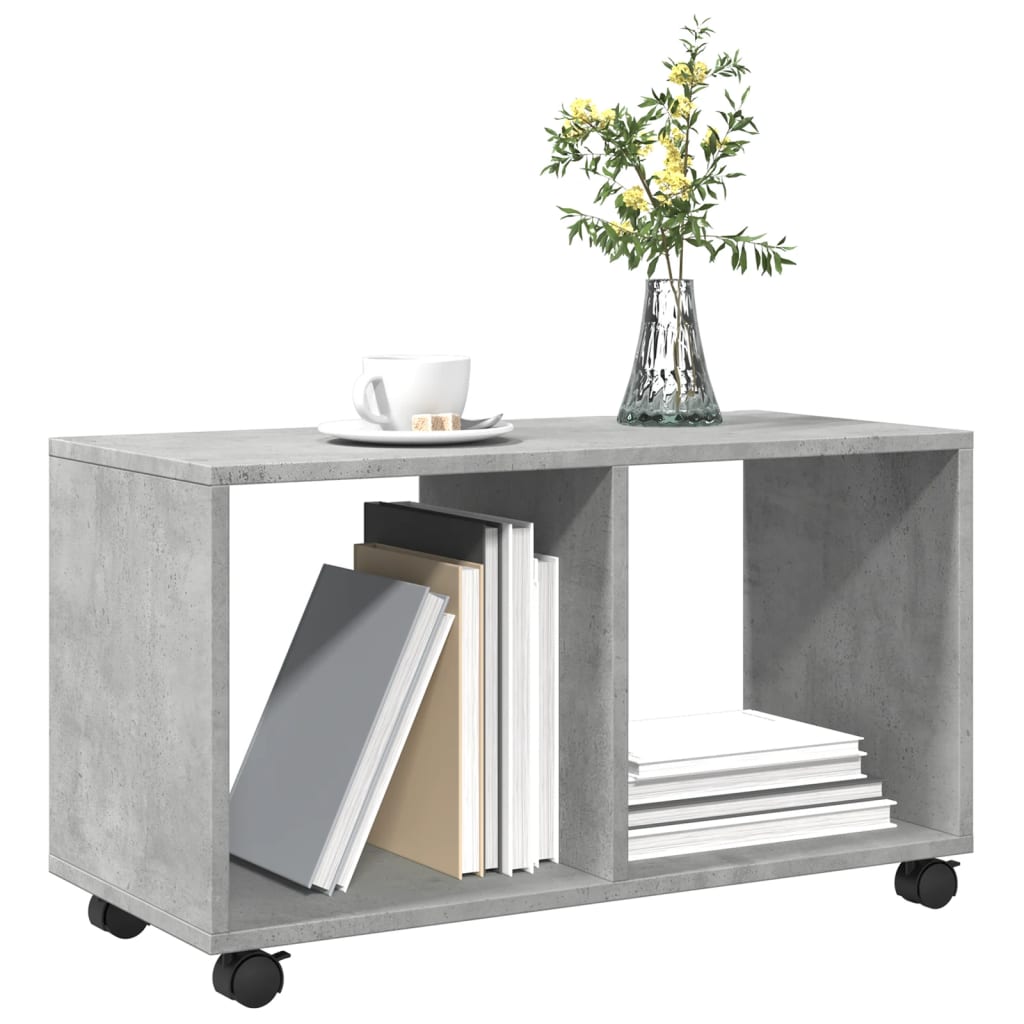 vidaXL Armario con ruedas madera ingeniería gris hormigón 72x33x42,5cm