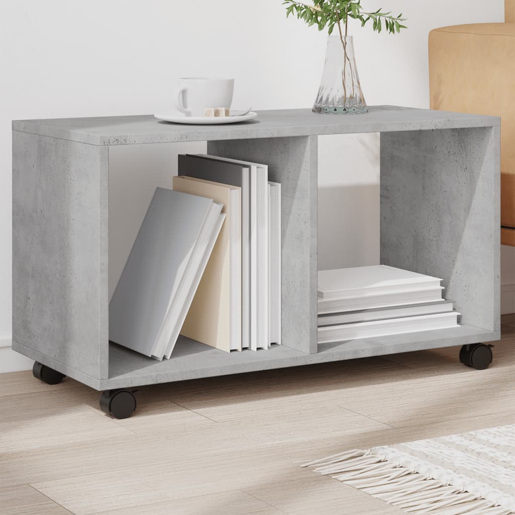 vidaXL Armario con ruedas madera ingeniería gris hormigón 72x33x42,5cm