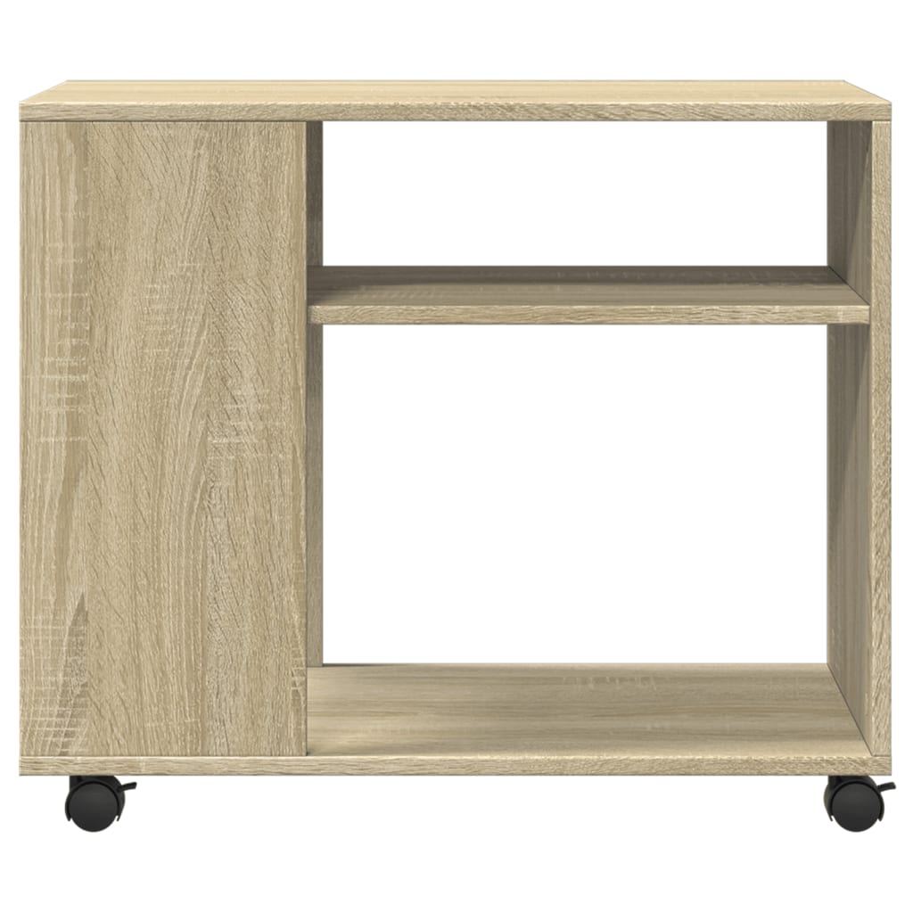 vidaXL Mesa auxiliar con ruedas madera roble Sonoma 70x35x60 cm