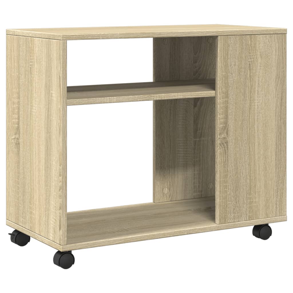 vidaXL Mesa auxiliar con ruedas madera roble Sonoma 70x35x60 cm