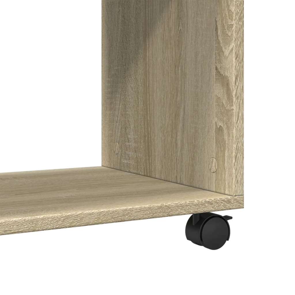 vidaXL Mesa auxiliar con ruedas madera roble Sonoma 70x35x60 cm