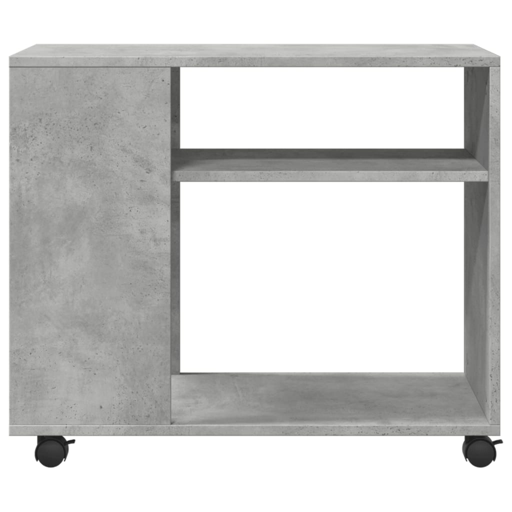 vidaXL Mesa auxiliar ruedas madera ingeniería gris hormigón 70x35x60cm