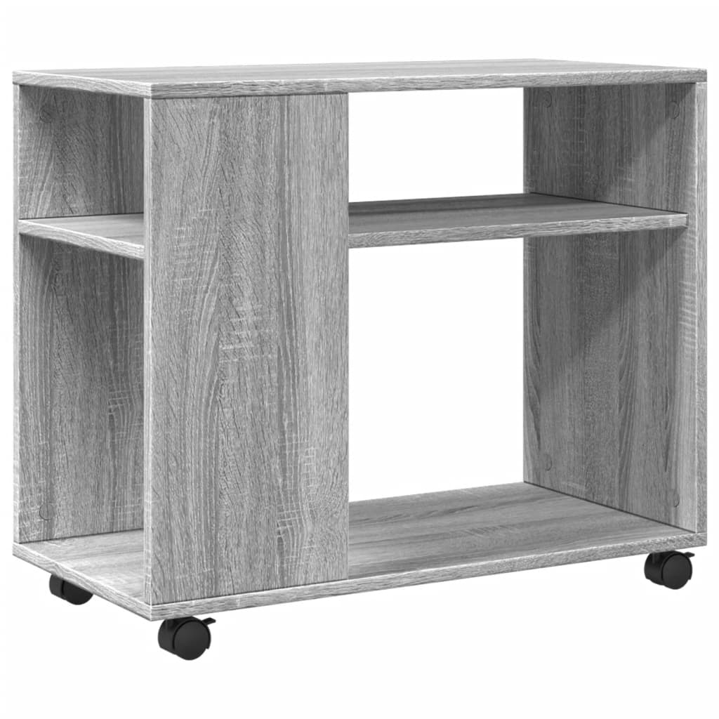 vidaXL Mesa auxiliar con ruedas madera gris Sonoma 70x35x60 cm