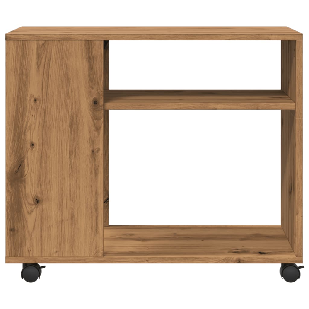 vidaXL Mesa auxiliar con ruedas madera roble Sonoma 70x35x60 cm