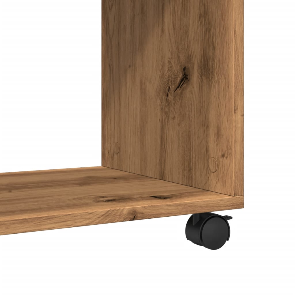 vidaXL Mesa auxiliar con ruedas madera roble Sonoma 70x35x60 cm