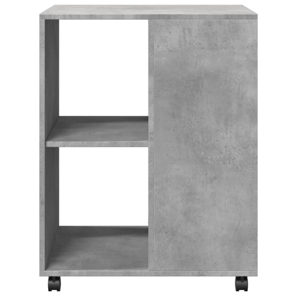 vidaXL Mesa auxiliar ruedas madera ingeniería gris hormigón 55x60x78cm