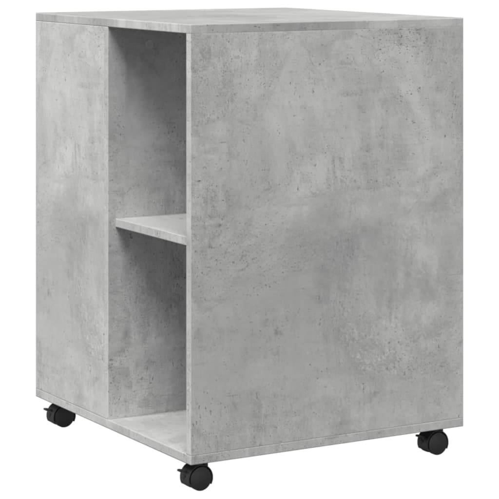 vidaXL Mesa auxiliar ruedas madera ingeniería gris hormigón 55x60x78cm