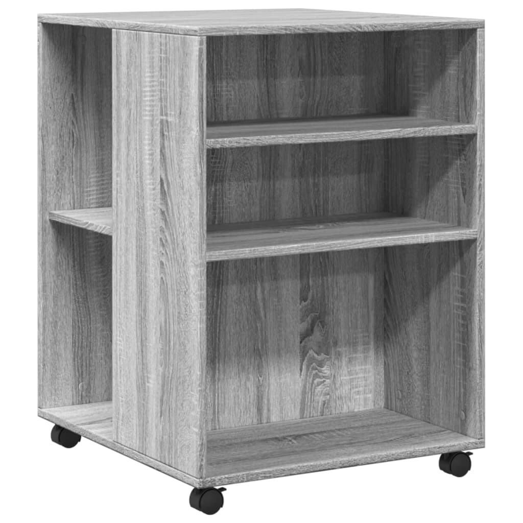 vidaXL Mesa auxiliar ruedas madera ingeniería gris Sonoma 55x60x78 cm