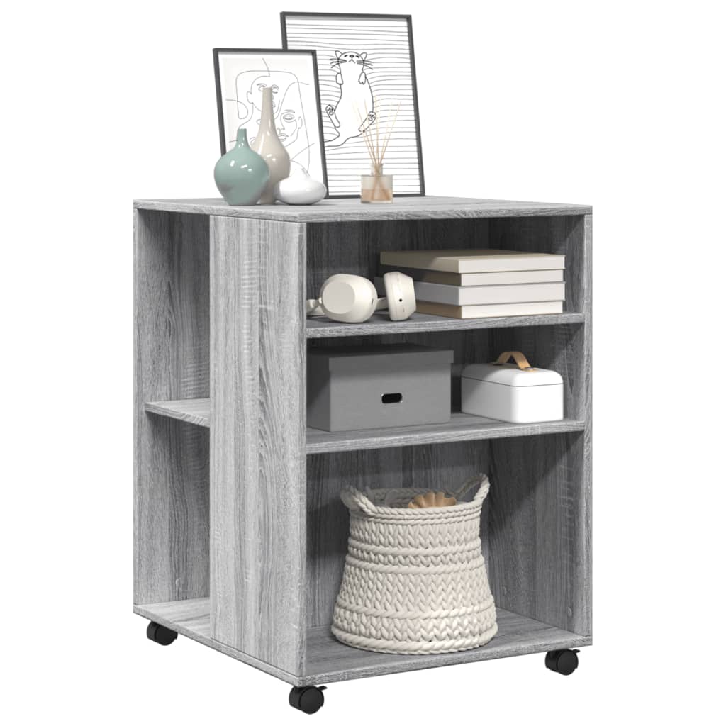 vidaXL Mesa auxiliar ruedas madera ingeniería gris Sonoma 55x60x78 cm