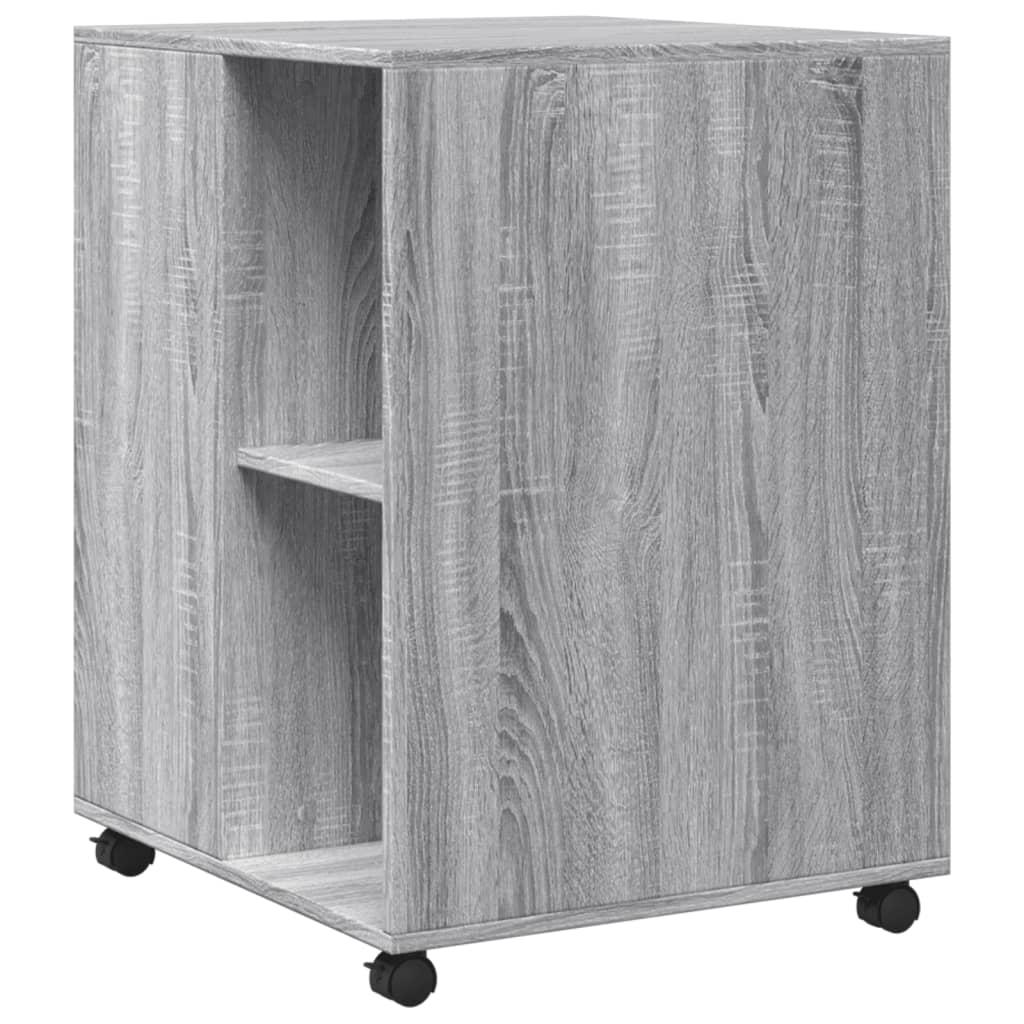 vidaXL Mesa auxiliar ruedas madera ingeniería gris Sonoma 55x60x78 cm