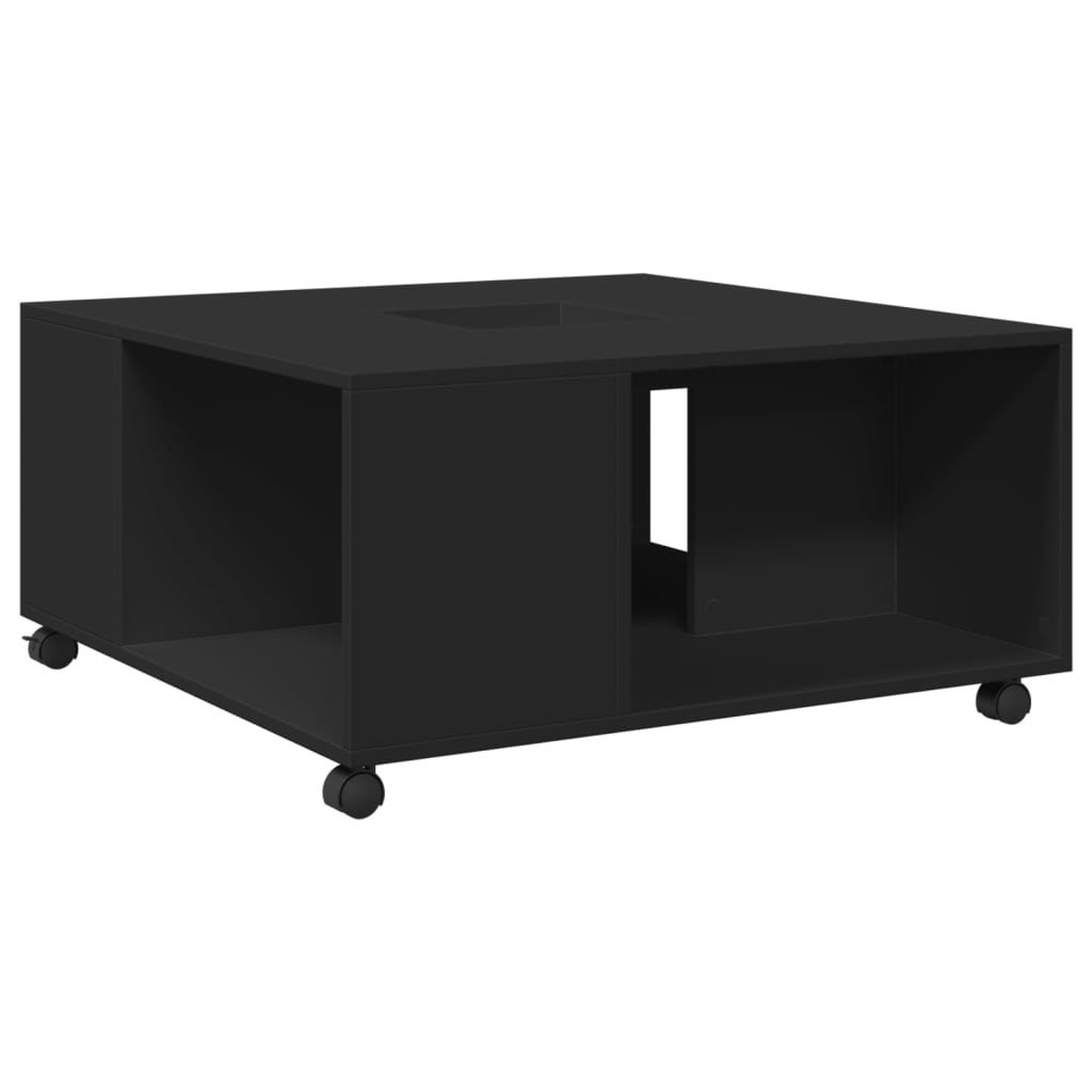 vidaXL Mesa de centro madera de ingeniería negro 80x80x40 cm