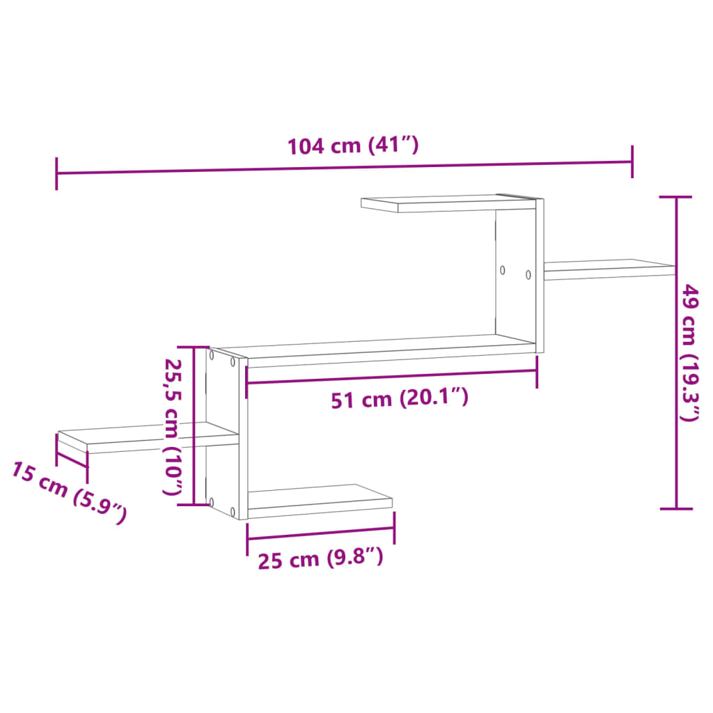 vidaXL Estante de pared madera de ingeniería blanco 104x15x49 cm