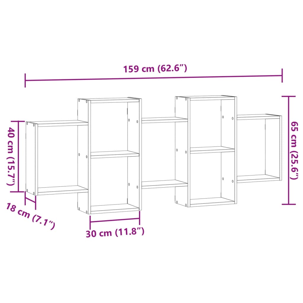 vidaXL Estantería de pared madera de ingeniería blanca 159x18x65 cm