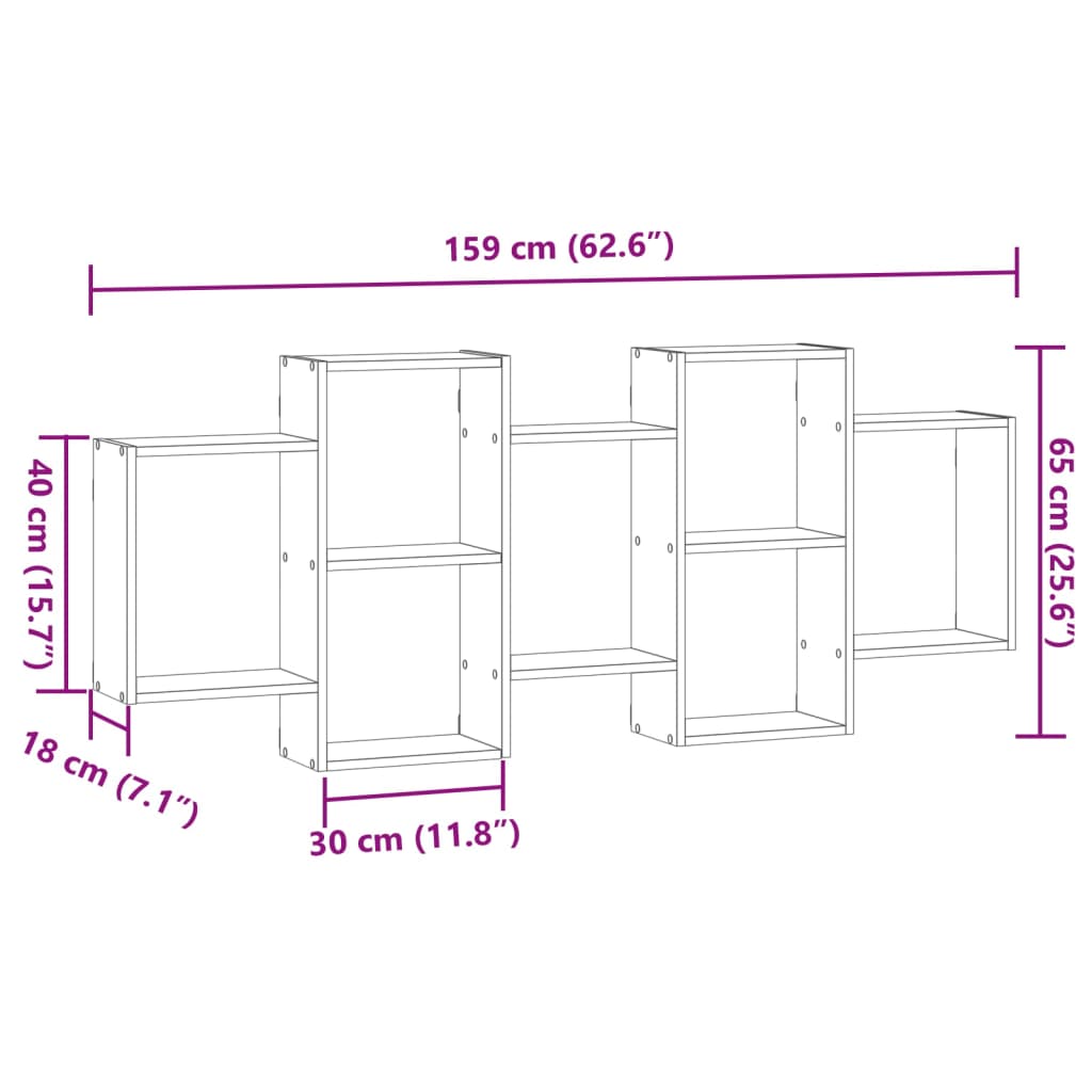 vidaXL Estantería de pared madera ingeniería marrón roble 159x18x65 cm