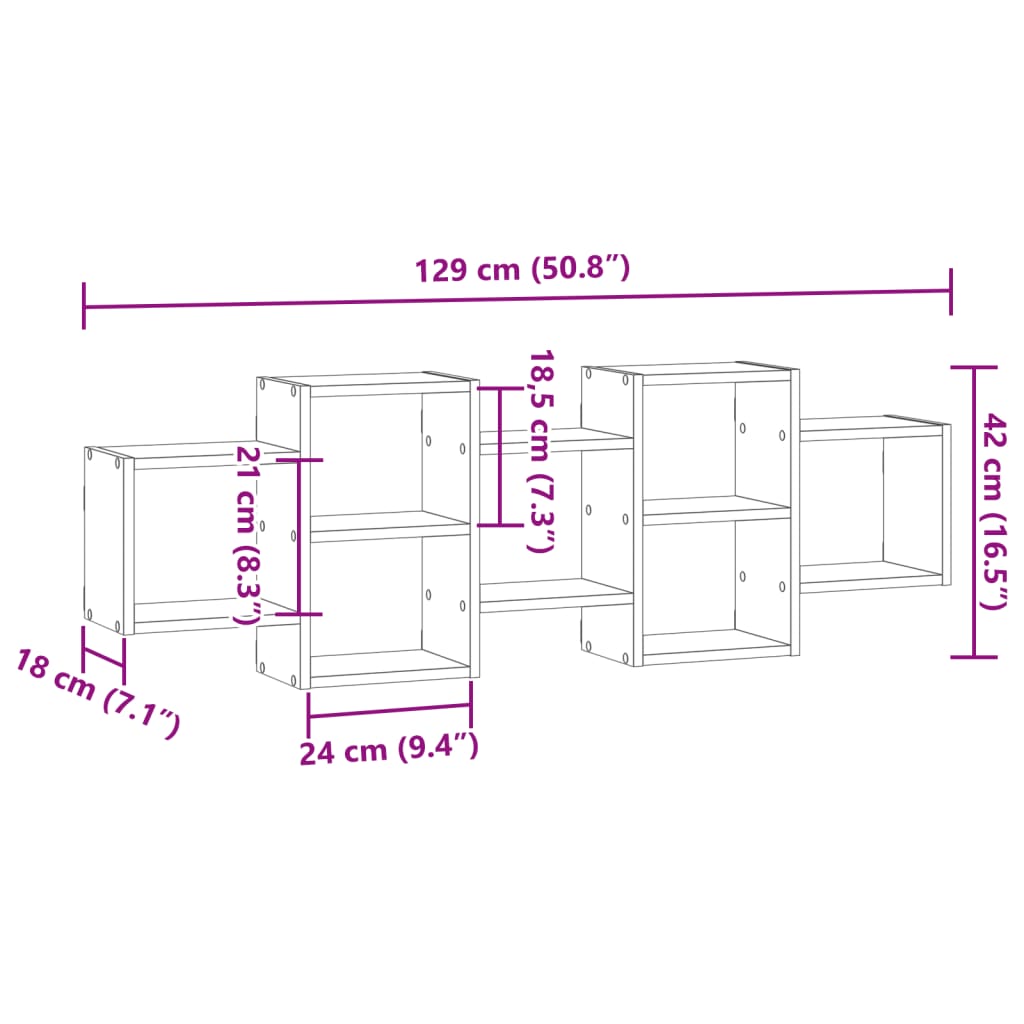 vidaXL Estantería de pared madera de ingeniería blanca 129x18x42 cm