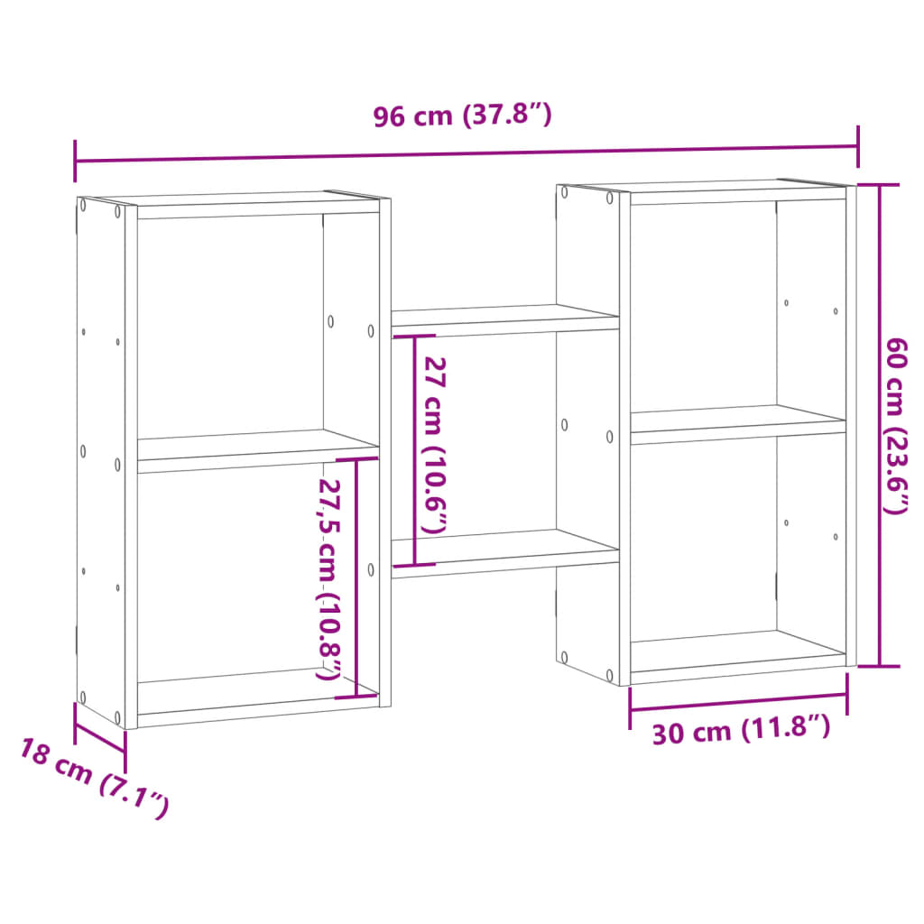 vidaXL Estantería de pared madera de ingeniería blanco 96x18x60 cm