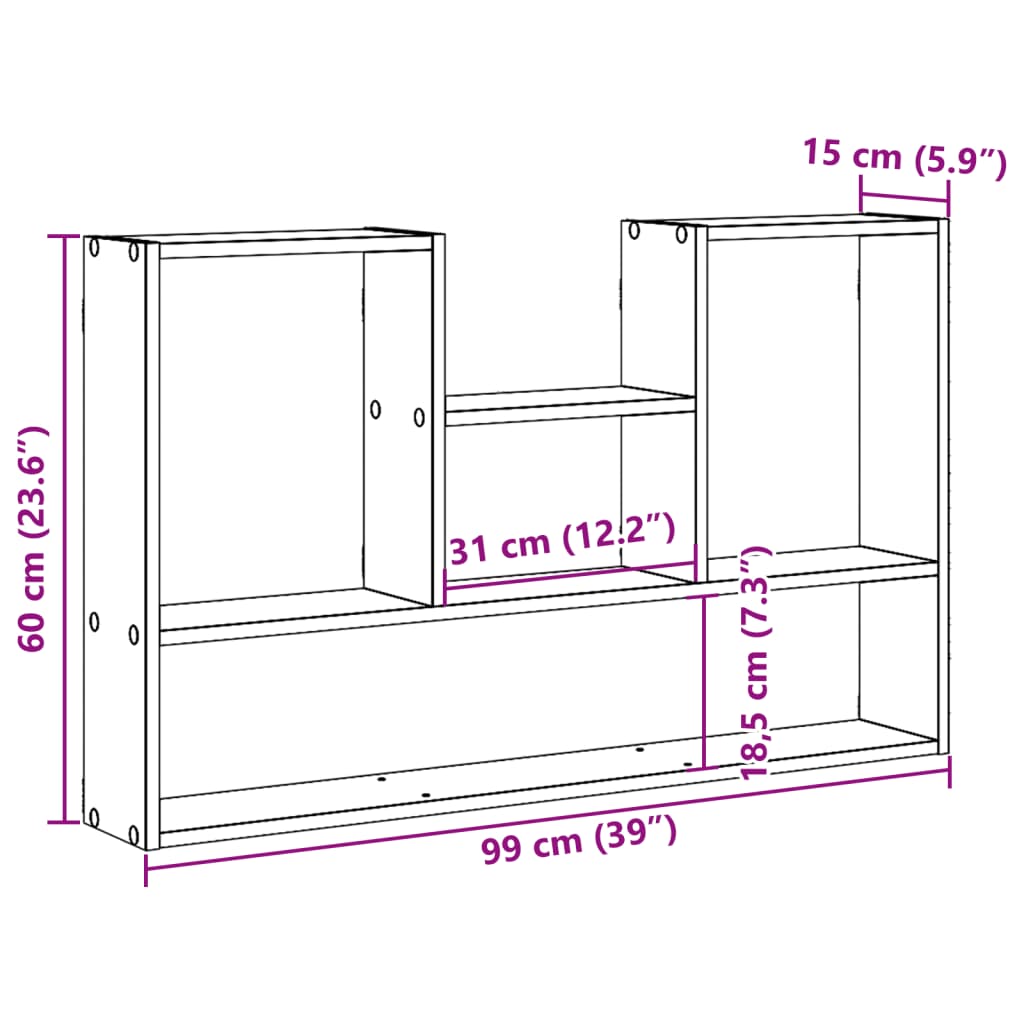 vidaXL Estantería de pared madera de ingeniería blanco 99x15x60 cm