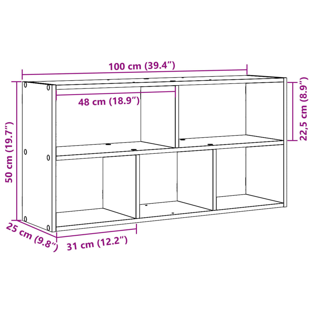 vidaXL Estantería de pared madera ingeniería blanca 100x25x50 cm