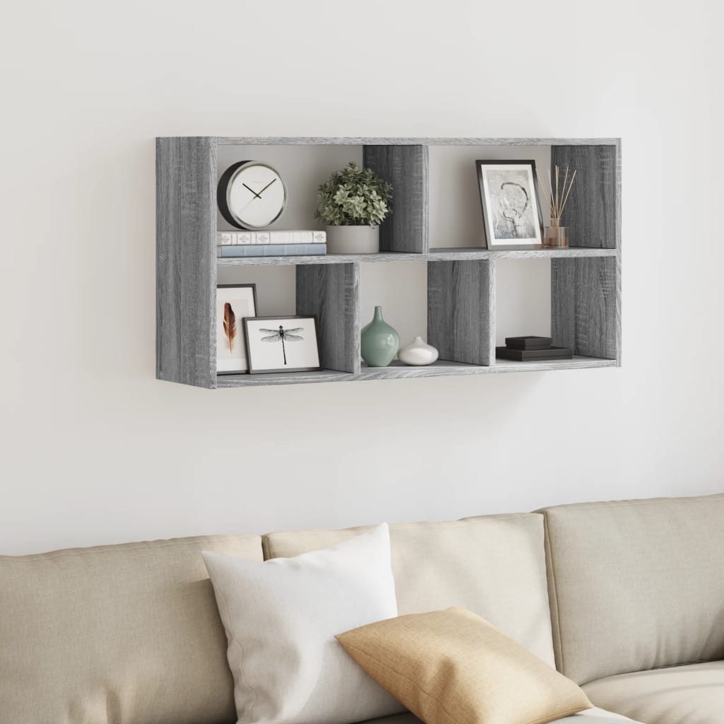 vidaXL Estantería de pared madera ingeniería gris Sonoma 100x25x50 cm