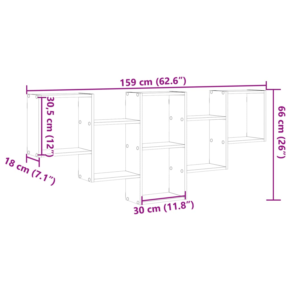 vidaXL Estantería de pared madera de ingeniería blanca 159x18x66 cm