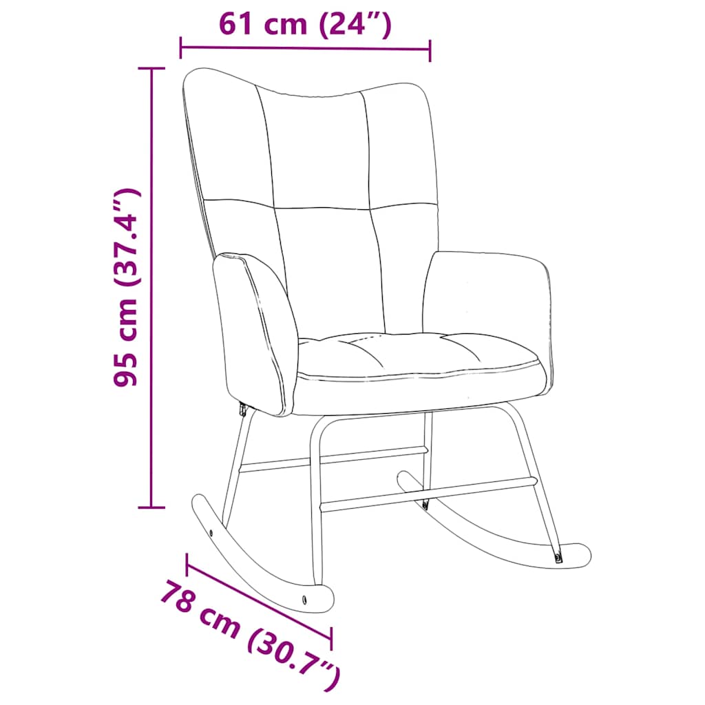 vidaXL Silla mecedora de tela amarillo clara