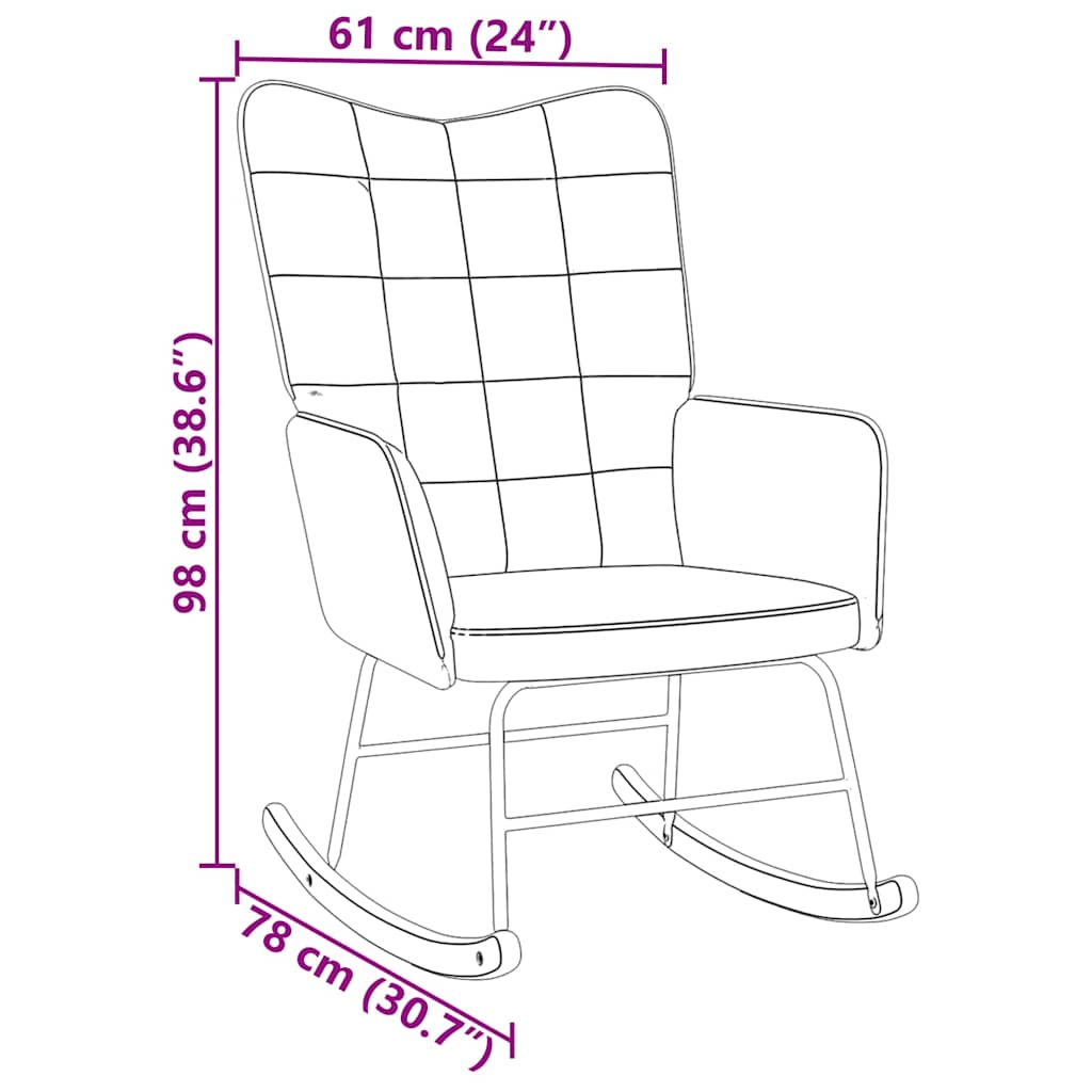 vidaXL Silla mecedora de terciopelo rojo vino tinto