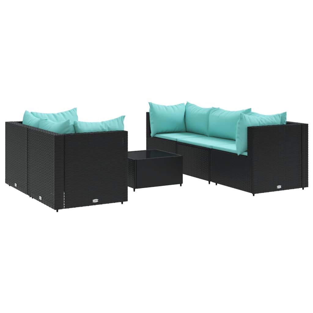 vidaXL Set muebles de jardín 6 piezas y cojines ratán sintético negro