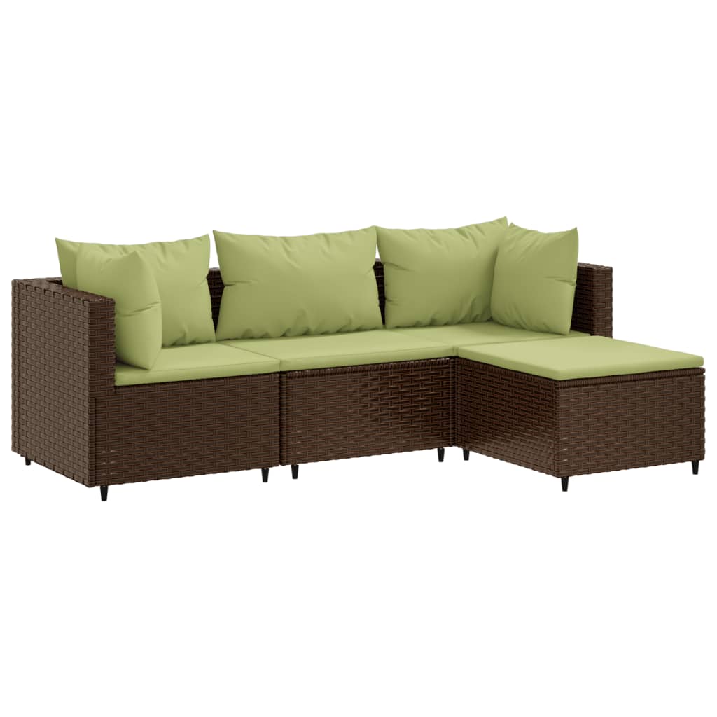 vidaXL Set muebles de jardín 4 piezas y cojines ratán sintético marrón