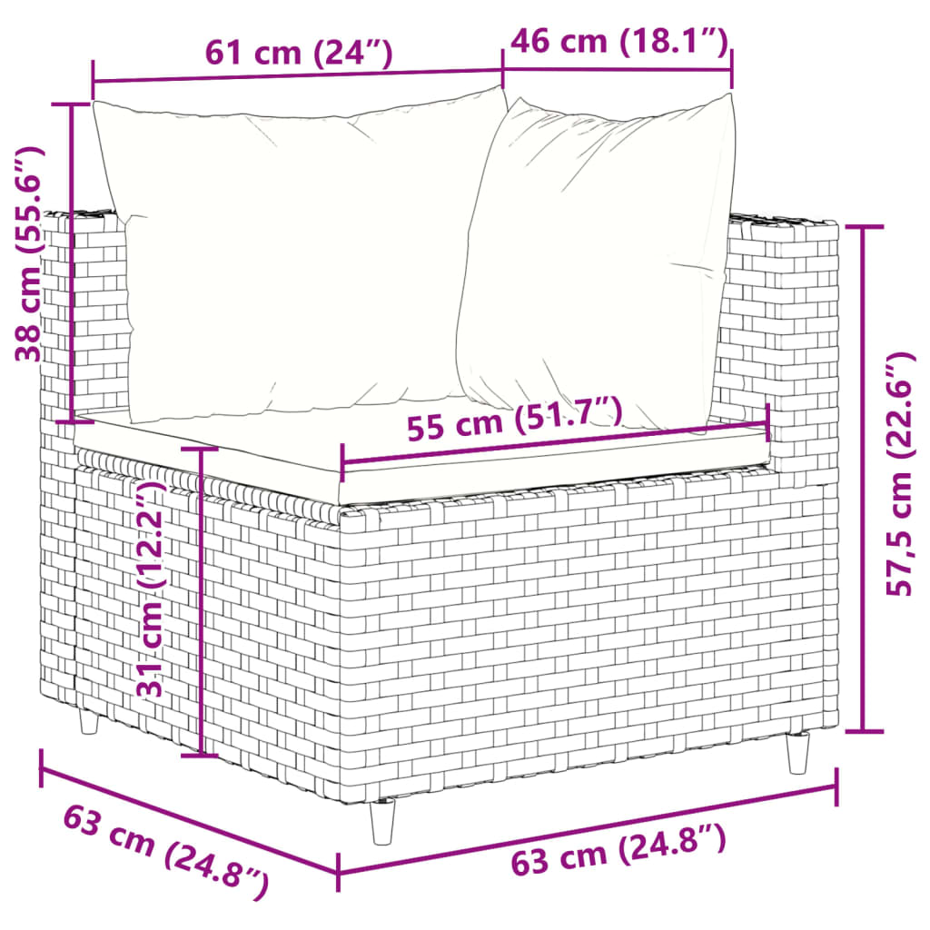 vidaXL Set muebles de jardín 4 piezas y cojines ratán sintético marrón