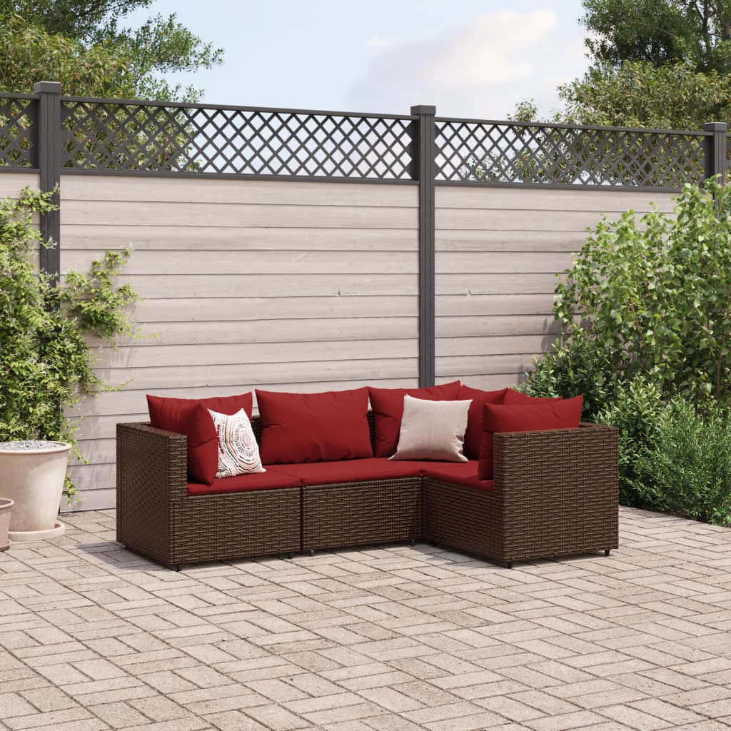 vidaXL Set muebles de jardín 4 piezas y cojines ratán sintético marrón