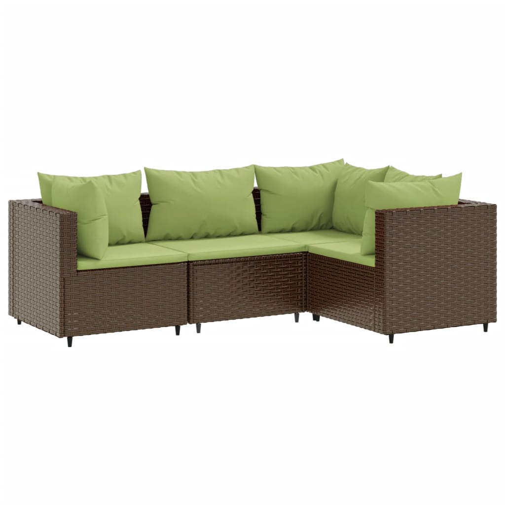 vidaXL Set muebles de jardín 4 piezas y cojines ratán sintético marrón