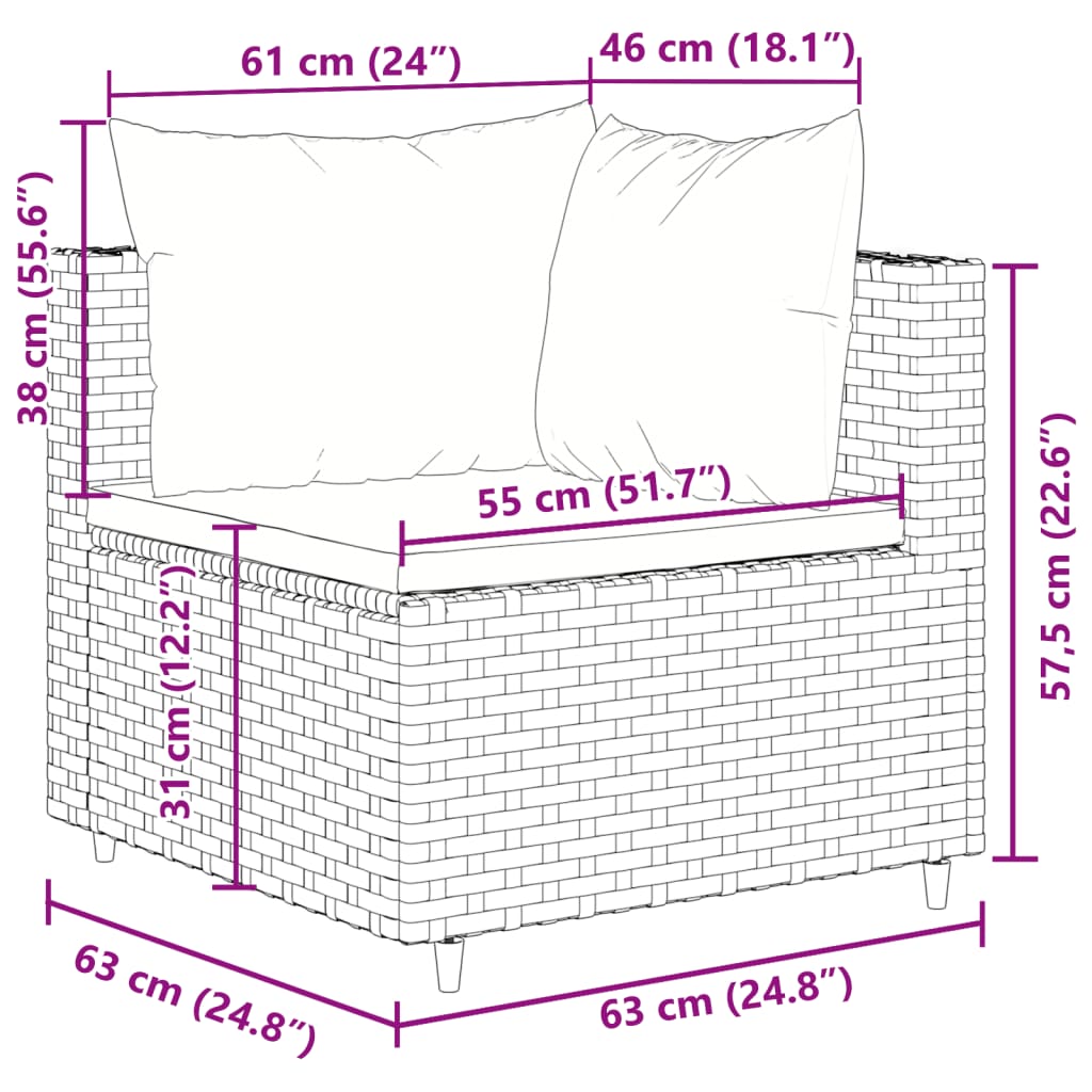 vidaXL Set de muebles de jardín 4 pzas y cojines ratán sintético gris