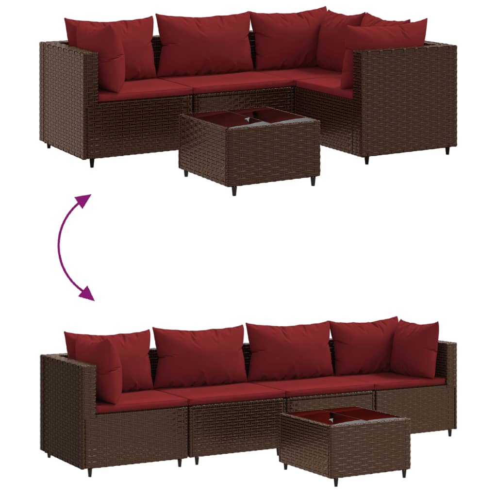 vidaXL Set muebles de jardín 5 piezas y cojines ratán sintético marrón