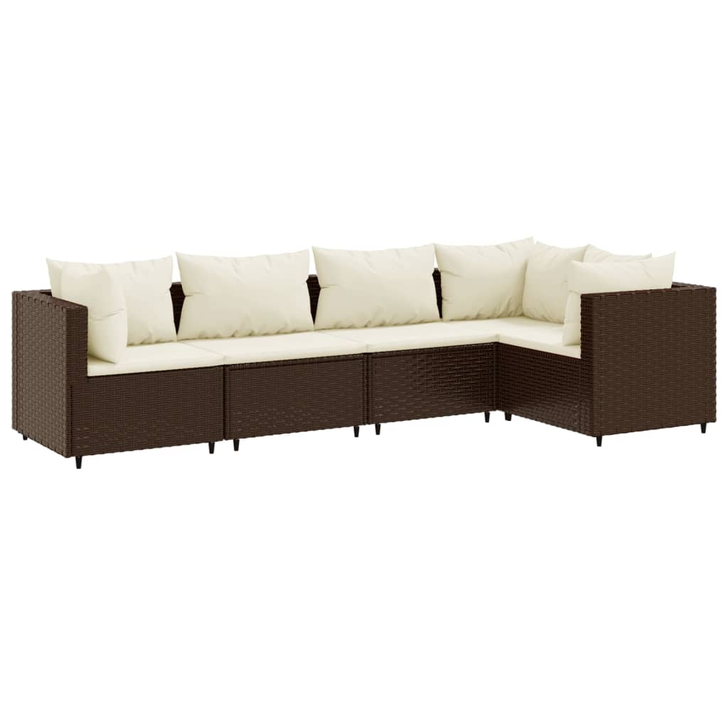 vidaXL Set muebles de jardín 5 piezas y cojines ratán sintético marrón