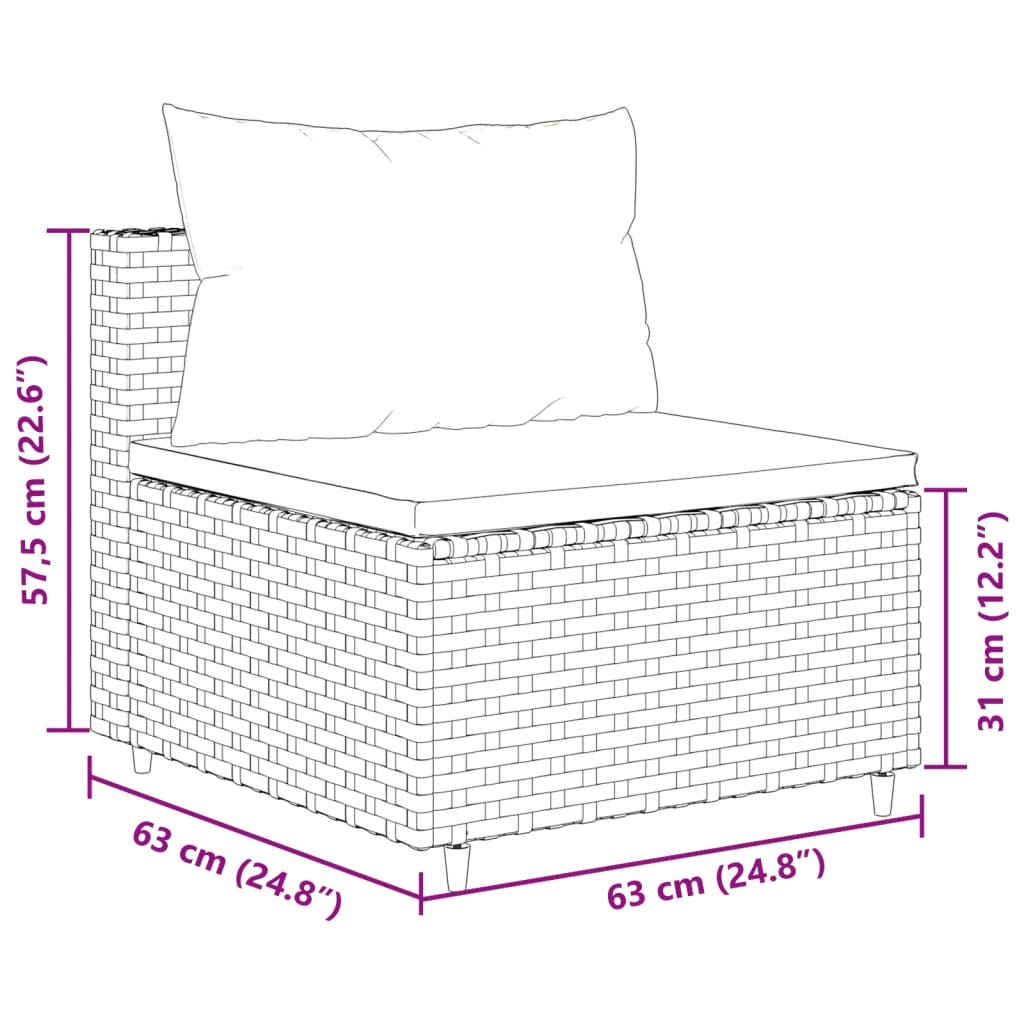 vidaXL Set muebles de jardín 6 piezas y cojines ratán sintético negro