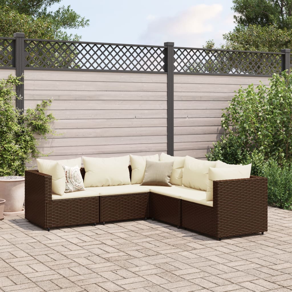 vidaXL Set muebles de jardín 5 piezas y cojines ratán sintético marrón