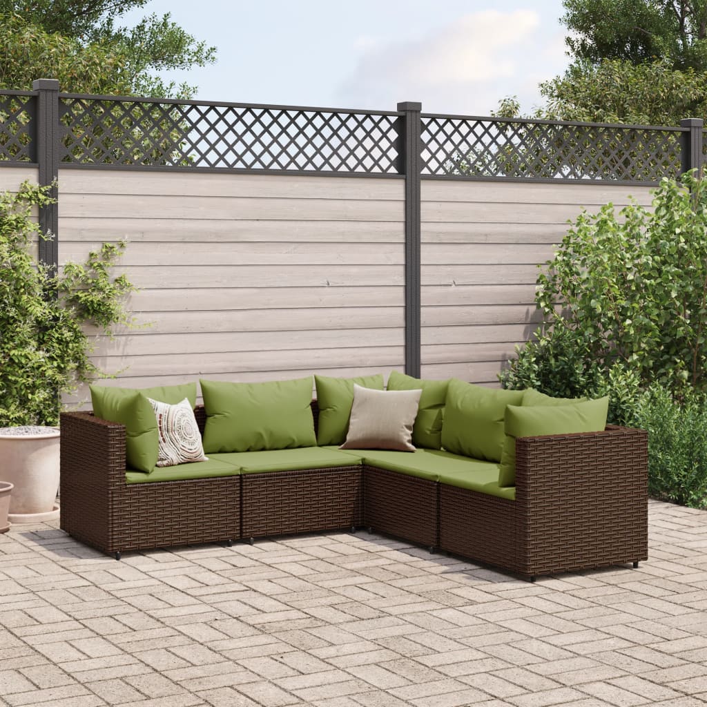 vidaXL Set muebles de jardín 5 piezas y cojines ratán sintético marrón