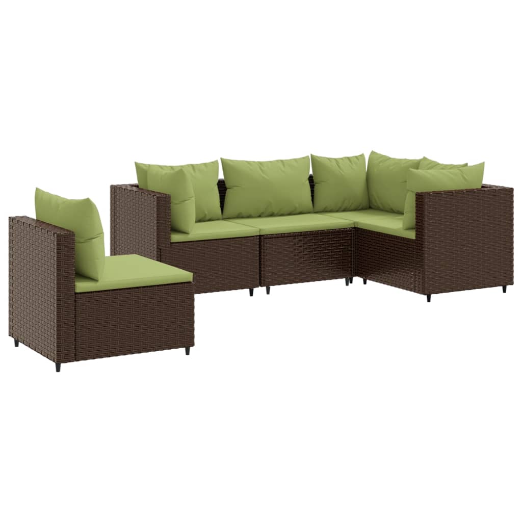 vidaXL Set muebles de jardín 5 piezas y cojines ratán sintético marrón