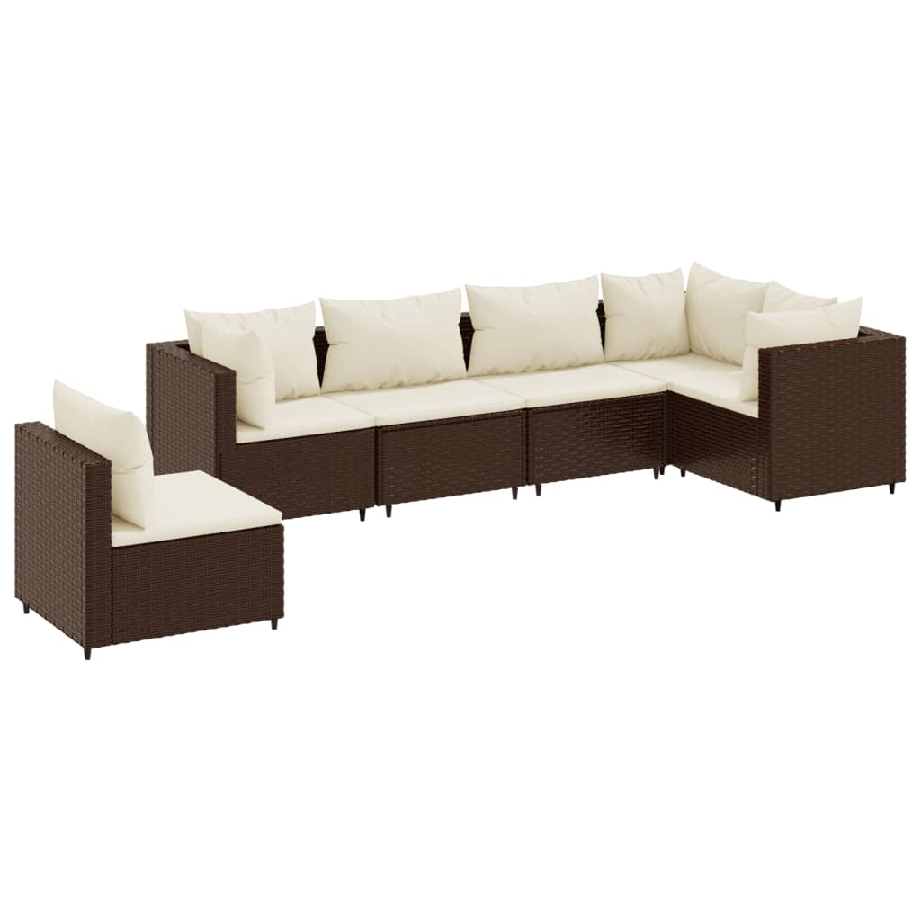 vidaXL Set muebles de jardín 6 piezas y cojines ratán sintético marrón