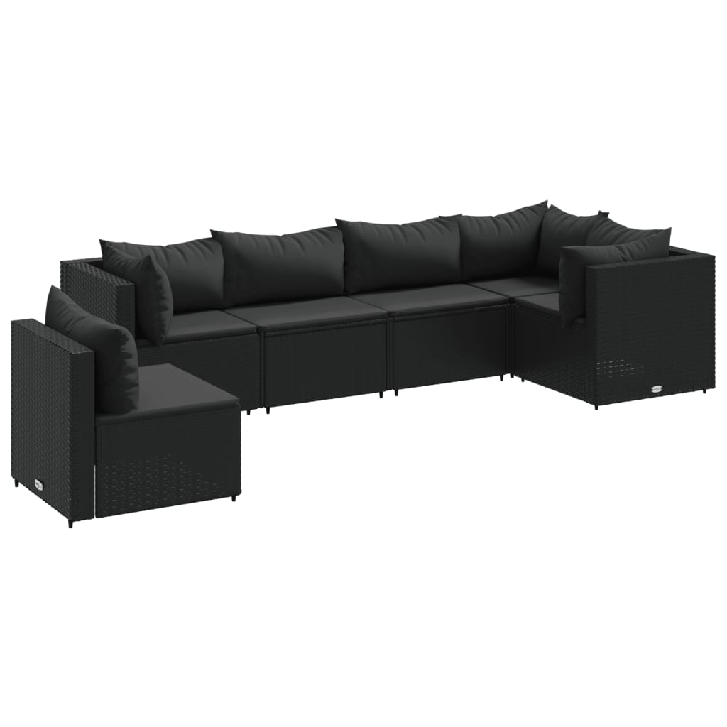 vidaXL Set muebles de jardín 6 piezas y cojines ratán sintético negro