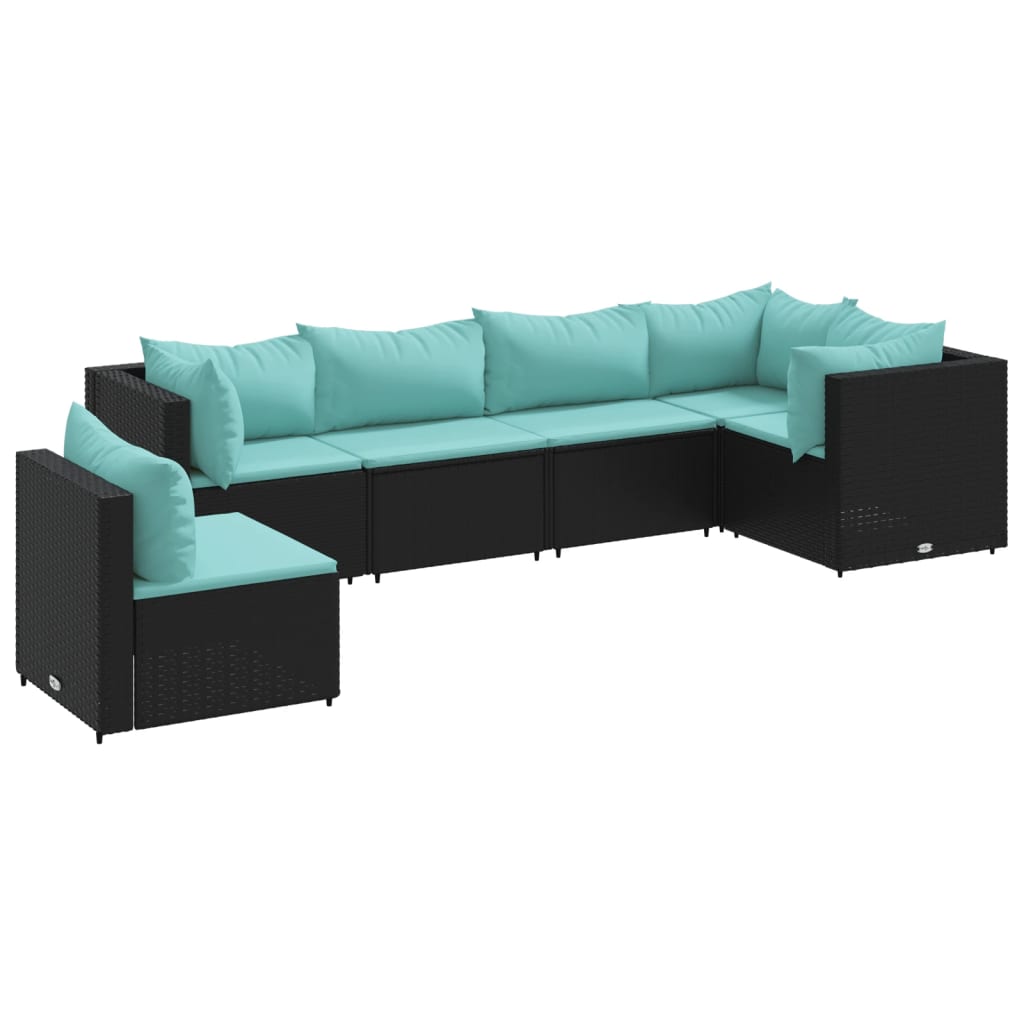 vidaXL Set muebles de jardín 6 piezas y cojines ratán sintético negro