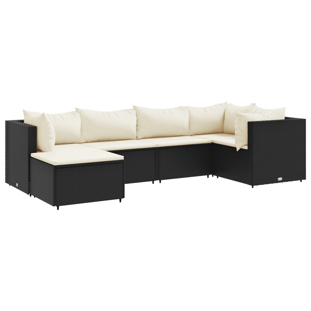 vidaXL Set muebles de jardín 6 piezas y cojines ratán sintético negro