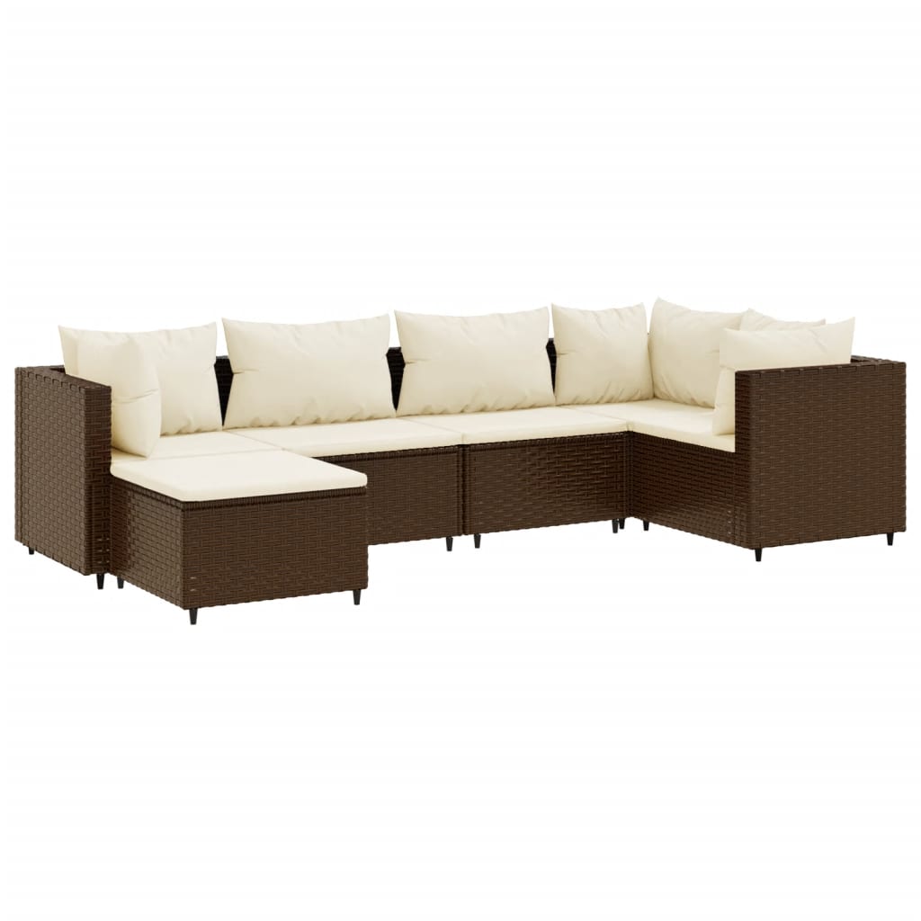 vidaXL Set muebles de jardín 6 piezas y cojines ratán sintético marrón